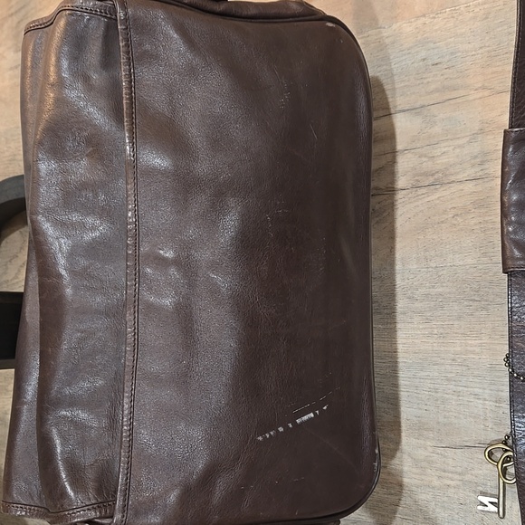 VINTAGE DKNY Brown Leather Messenger Bag!!!! - Picture 6 of 9